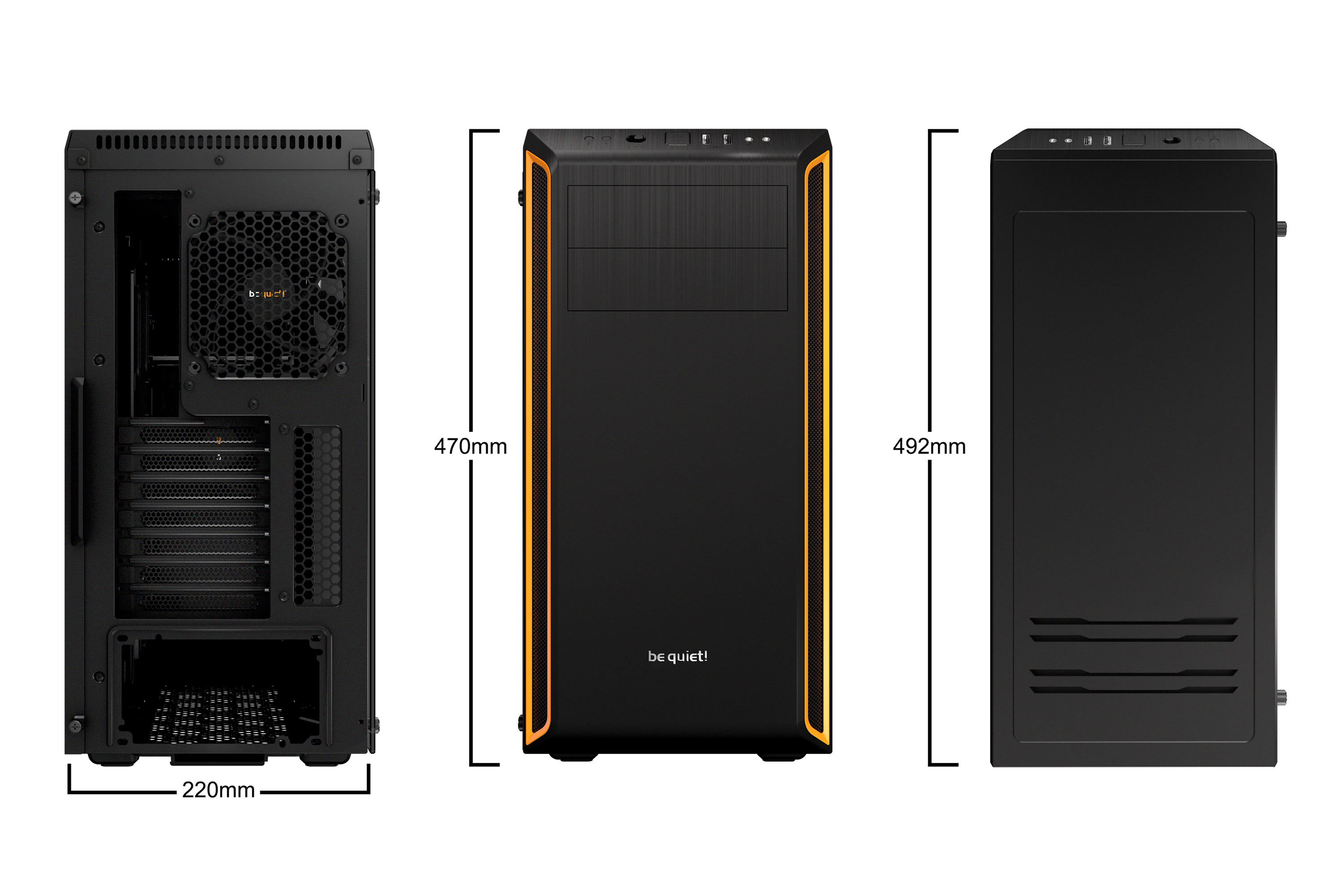 CAJA PC ATX BE QUIET PURE BASE 600 NEGRA NARANJA